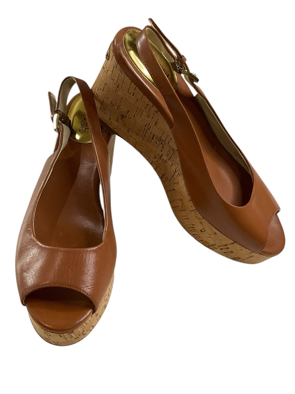 MICHAEL Michael Kors Brown Cork Wedge Slingback Sandals - Picture 2 of 12